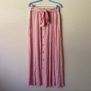 Pink/White Striped Maxi Skirt w Pockets!